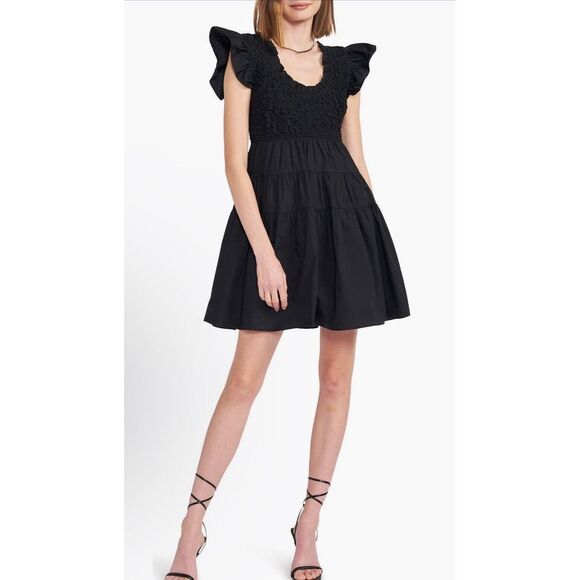 En Saison Dresses & Skirts - en saison Black Matisse Flutter Women Dresses‎ Smocked Size Medium Stretchy